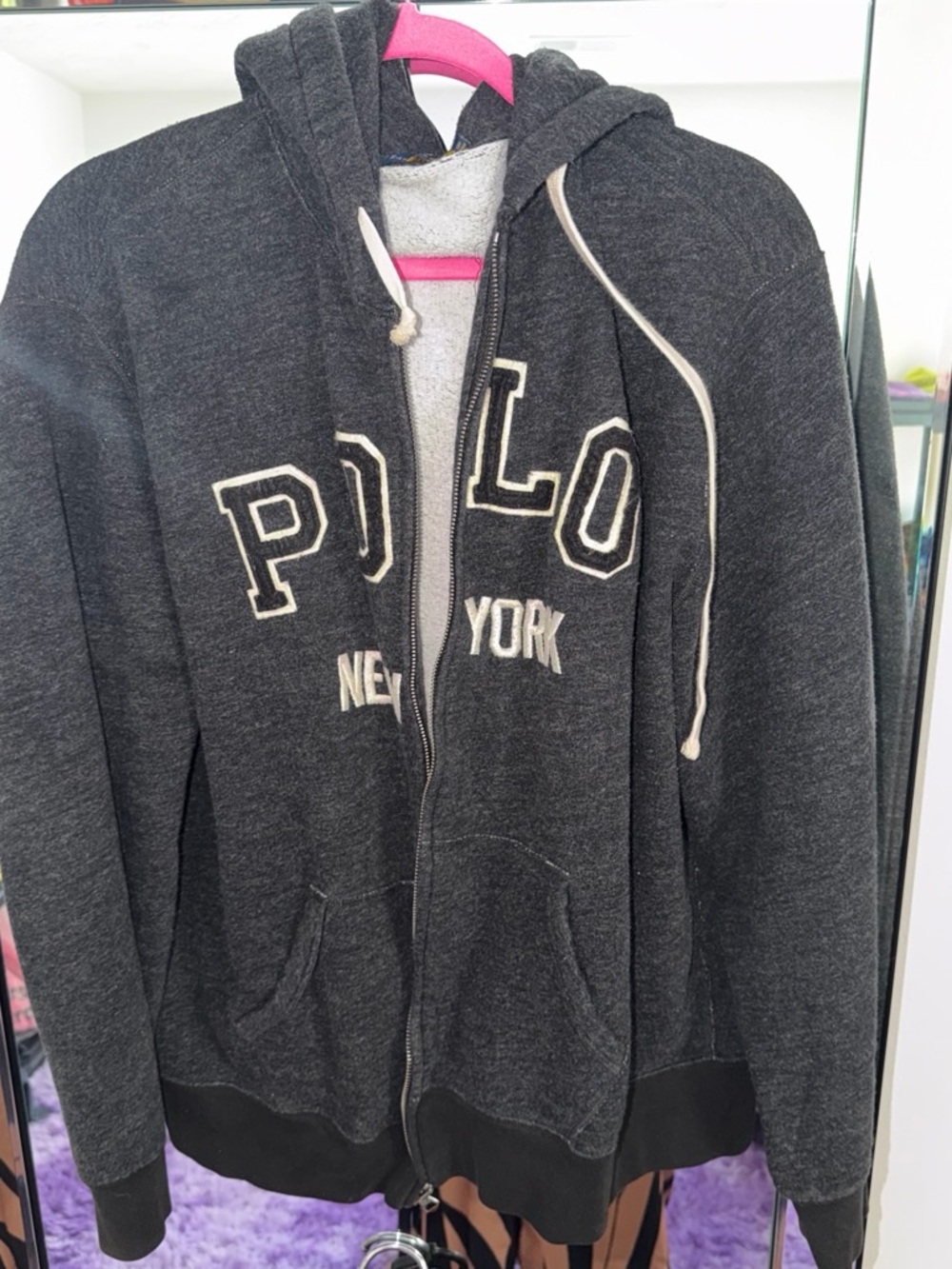 Ralph Lauren Charcoal POLO New York Zip-Up Hoodie